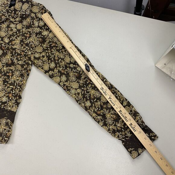 Vintage Liz Claiborne Top Womens 8 Medium Brown Sheer Floral Lacy Cottage Fairy - Picture 8 of 13